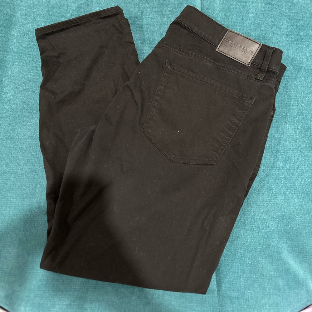 Mens Lucky Brand 121 slim straight jean black 36 x 30